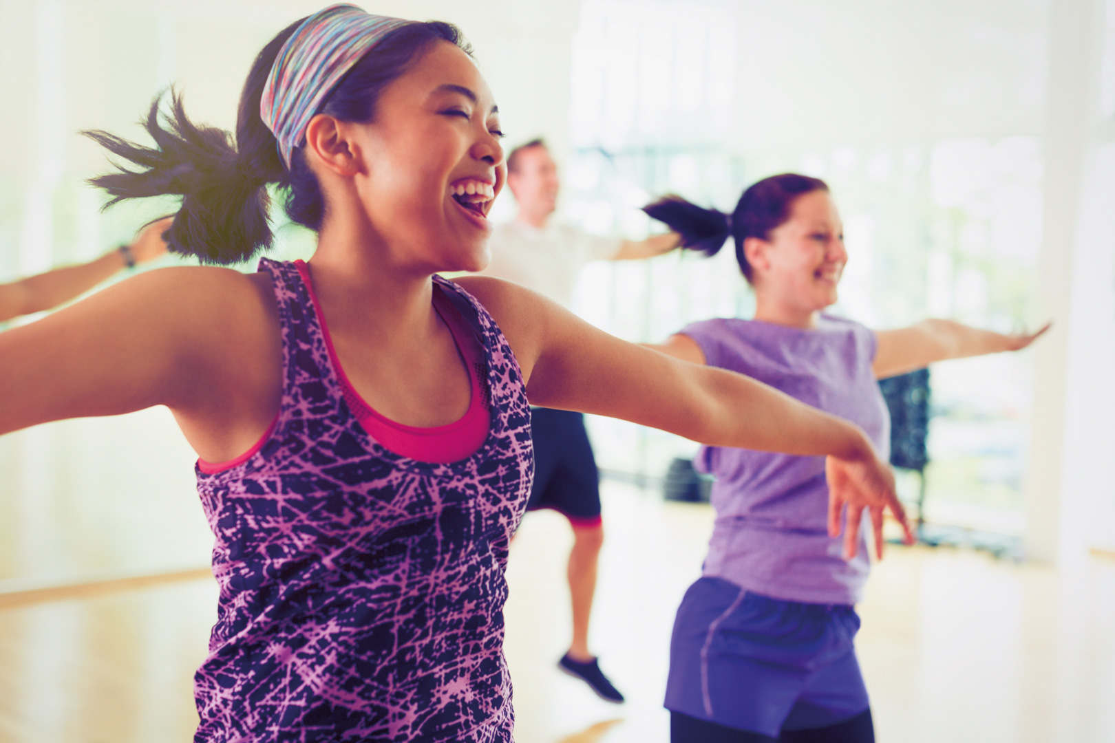 Young women in exercise class